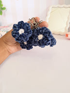 Blue Flower Crochet Keychain