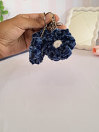 Blue Flower Crochet Keychain